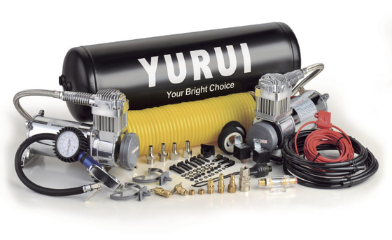 İyi bir fiyat. Çifte Gemi Hava Sistemi DC12v Chrome Siyah Su Dayanıklı Hava Tankları Hızlı Şişirme Hava Süspansiyon Kompresörü çevrimiçi