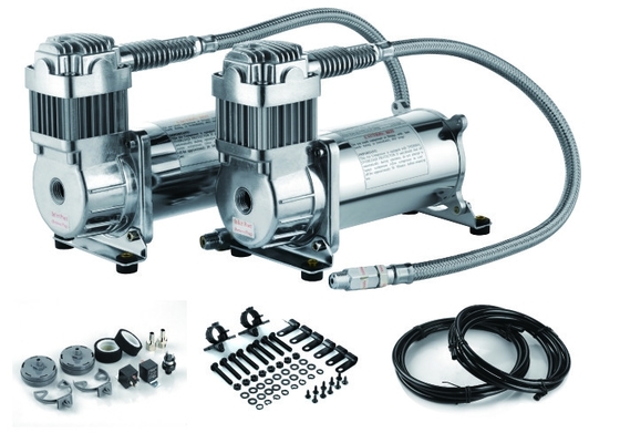 İyi bir fiyat. Araba 4.5 CFM 150PSI için Hızlı Enflasyon Gümüş Çelik Çift Hava Süspansiyon Kompresörü çevrimiçi