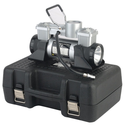 DC12v Çifte Silindir Metal Araba Lastik Şişirici LED Işık ve Araç Kutusu ile